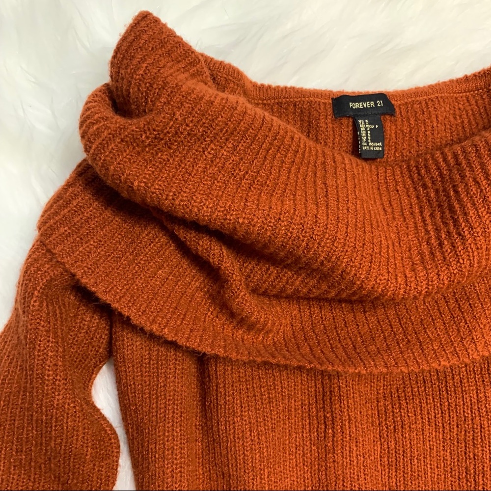 Forever 21 orange off the shoulder sweater size S